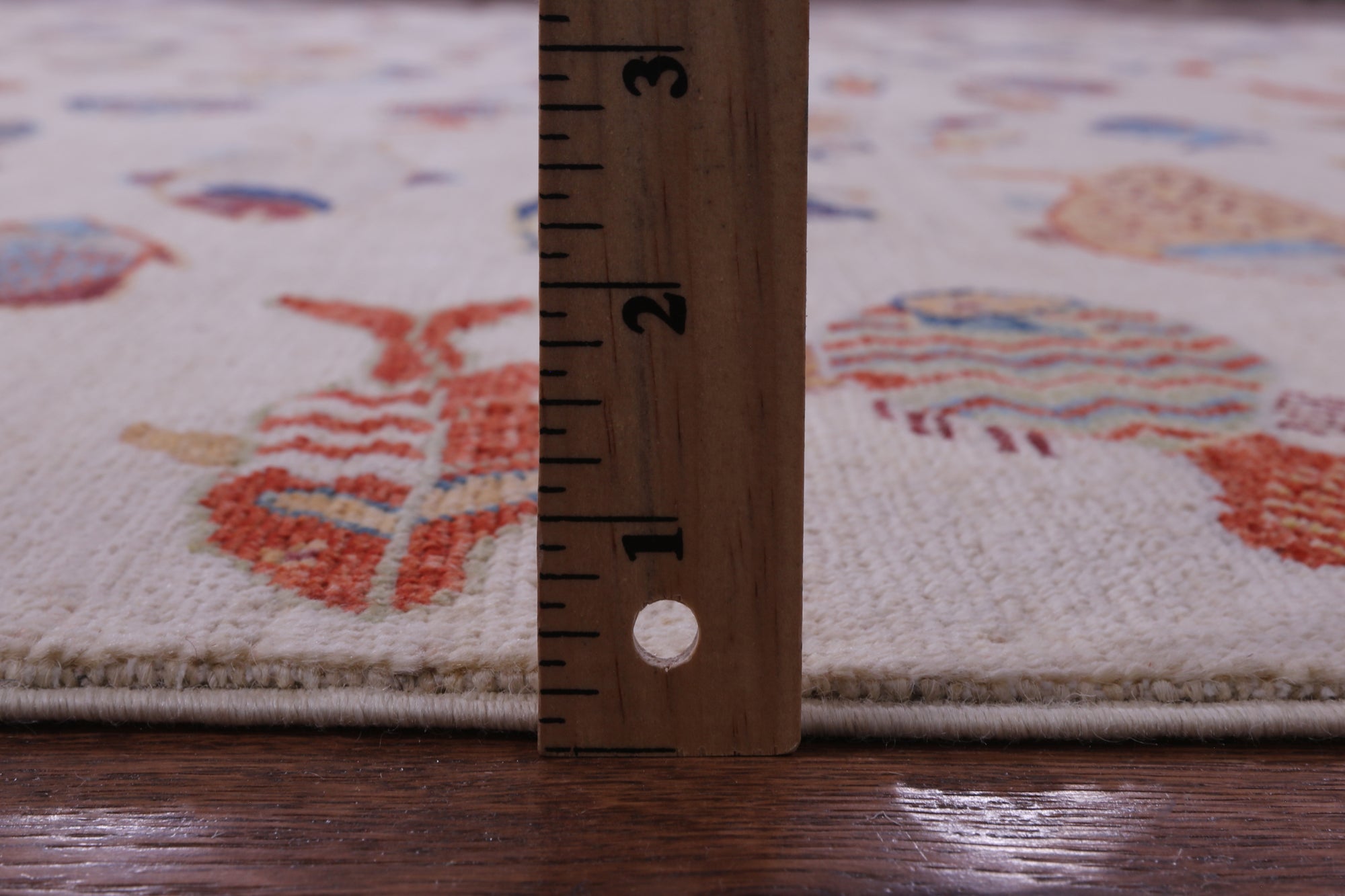 Ivory Fish Design Persian Gabbeh Handmade Wool Rug - 9' 9" X 13' 6" - Golden Nile