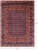 Antiqued Pazyryk Historical Design Handmade Wool Rug - 9' 0" X 11' 9" - Golden Nile