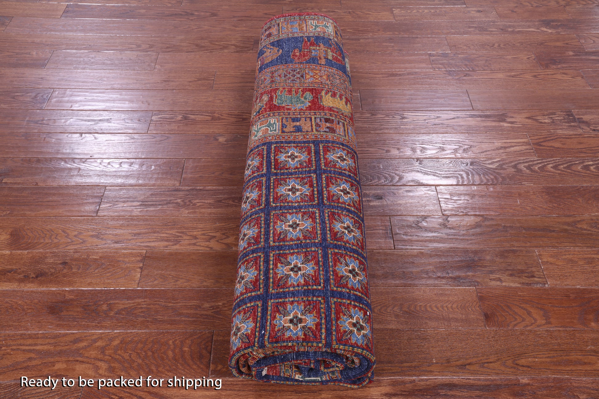 Antiqued Pazyryk Historical Design Handmade Wool Rug - 9' 0" X 11' 9" - Golden Nile