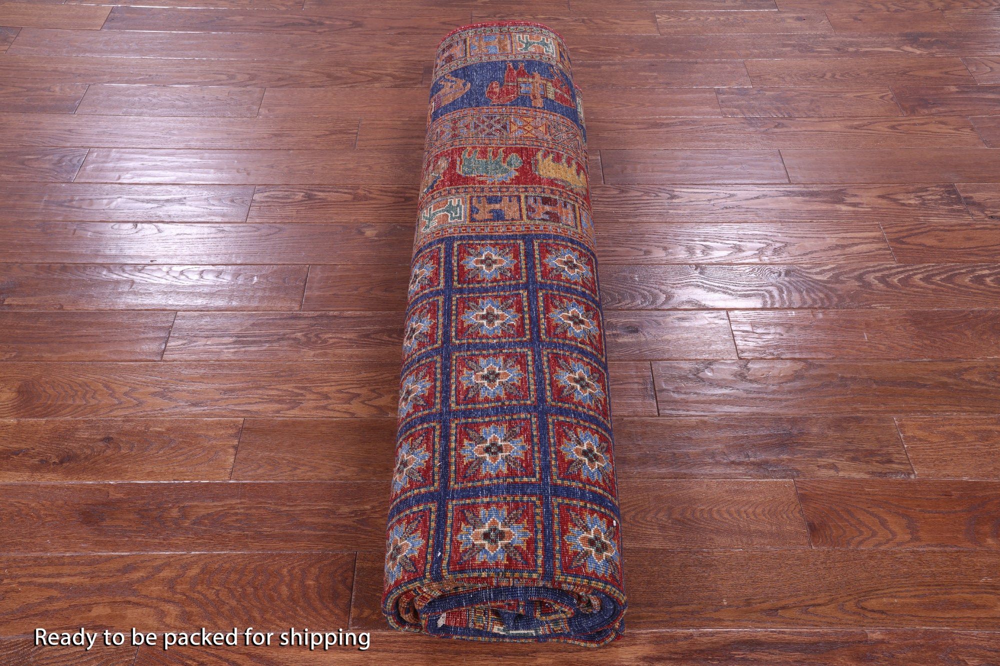 Antiqued Pazyryk Historical Design Handmade Wool Rug - 9' 0" X 11' 9" - Golden Nile