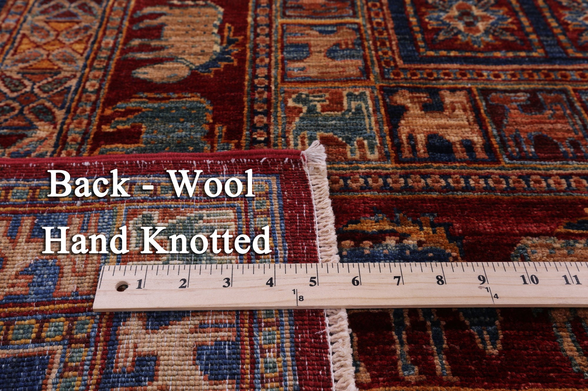 Antiqued Pazyryk Historical Design Hand Knotted Wool Rug - 9' 0" X 11' 9" - Golden Nile