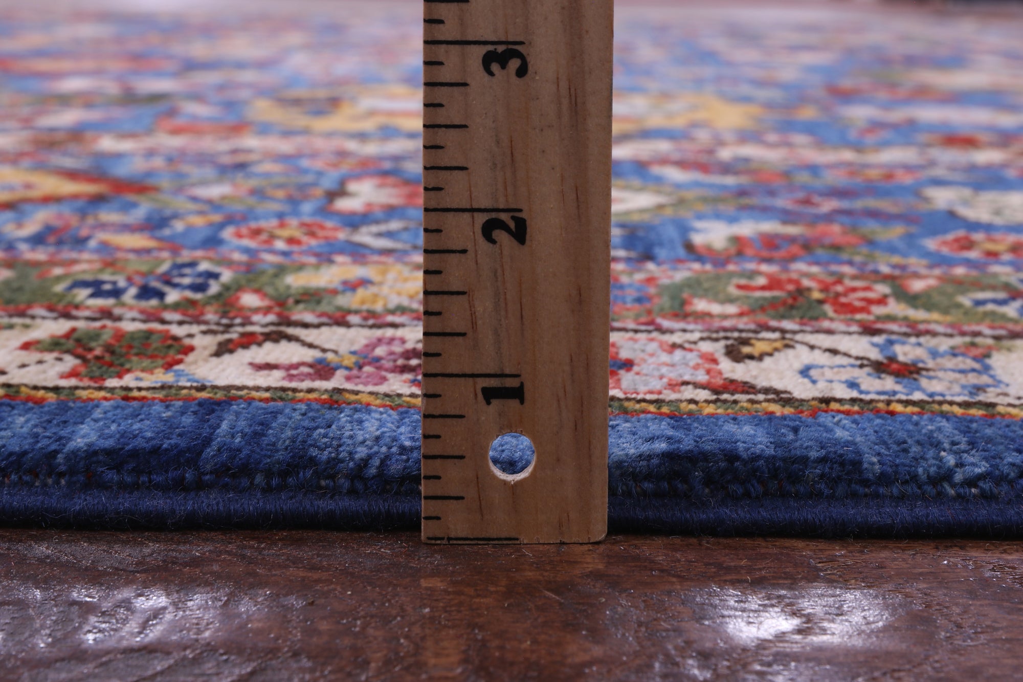 Blue Persian Fine Serapi Hand Knotted Wool Rug - 9' 0" X 11' 7" - Golden Nile