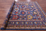 Blue Persian Fine Serapi Hand Knotted Wool Rug - 9' 0" X 11' 7" - Golden Nile