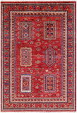 Red Persian Fine Serapi Hand Knotted Wool Rug - 3' 11" X 5' 9" - Golden Nile