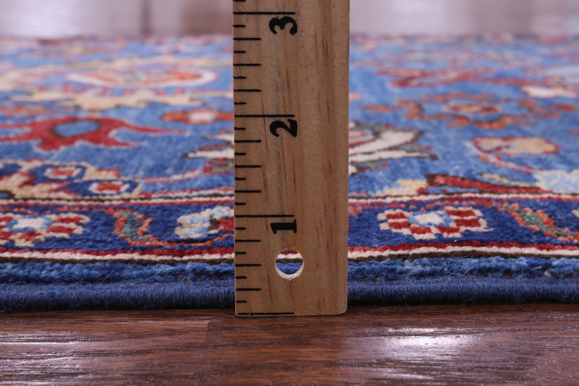 Blue Persian Fine Serapi Hand Knotted Wool Runner Rug - 2' 8" X 12' 1" - Golden Nile