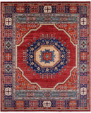 Red Persian Fine Serapi Hand Knotted Wool Rug - 8' 2" X 9' 8" - Golden Nile
