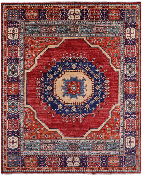 Red Persian Fine Serapi Hand Knotted Wool Rug - 8' 2" X 9' 8" - Golden Nile
