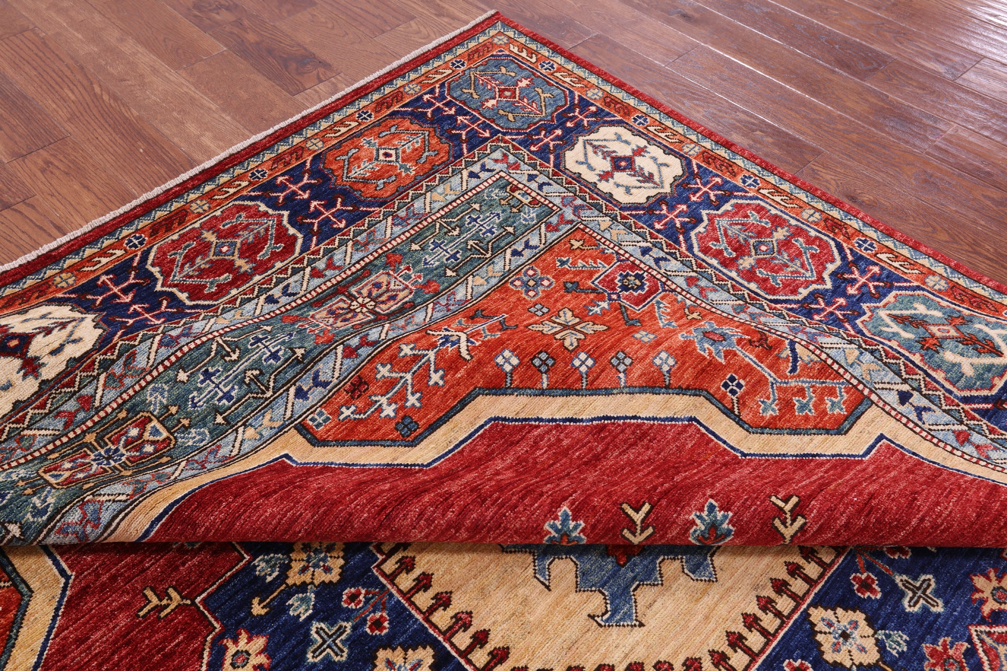 Red Persian Fine Serapi Hand Knotted Wool Rug - 8' 2" X 9' 8" - Golden Nile