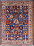 Blue Persian Fine Serapi Hand Knotted Wool Rug - 8' 10" X 11' 9" - Golden Nile