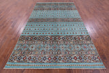 Blue Khorjin Persian Gabbeh Hand Knotted Wool Rug - 6' 4" X 10' 2" - Golden Nile