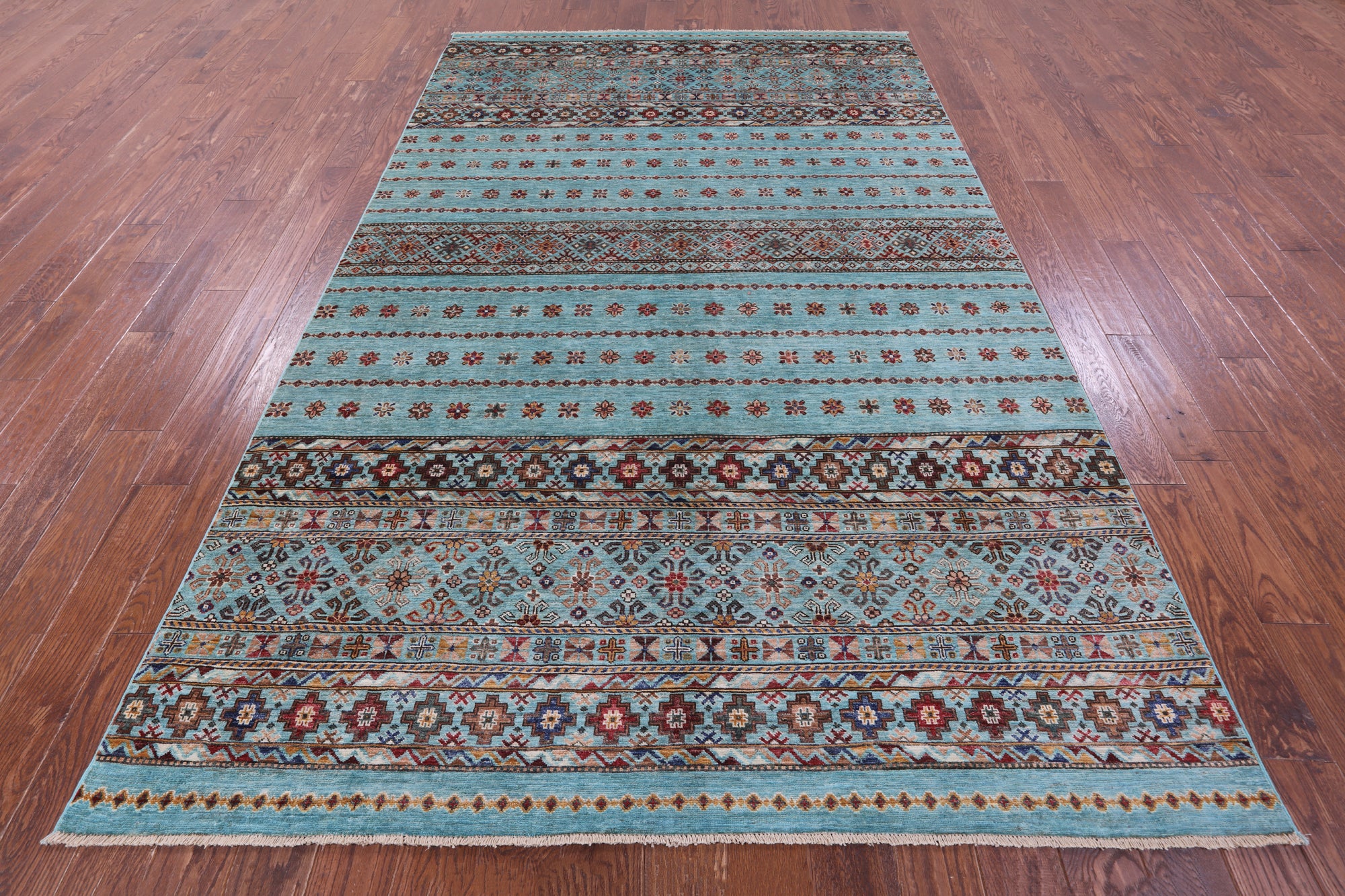 Blue Khorjin Persian Gabbeh Hand Knotted Wool Rug - 6' 4" X 10' 2" - Golden Nile