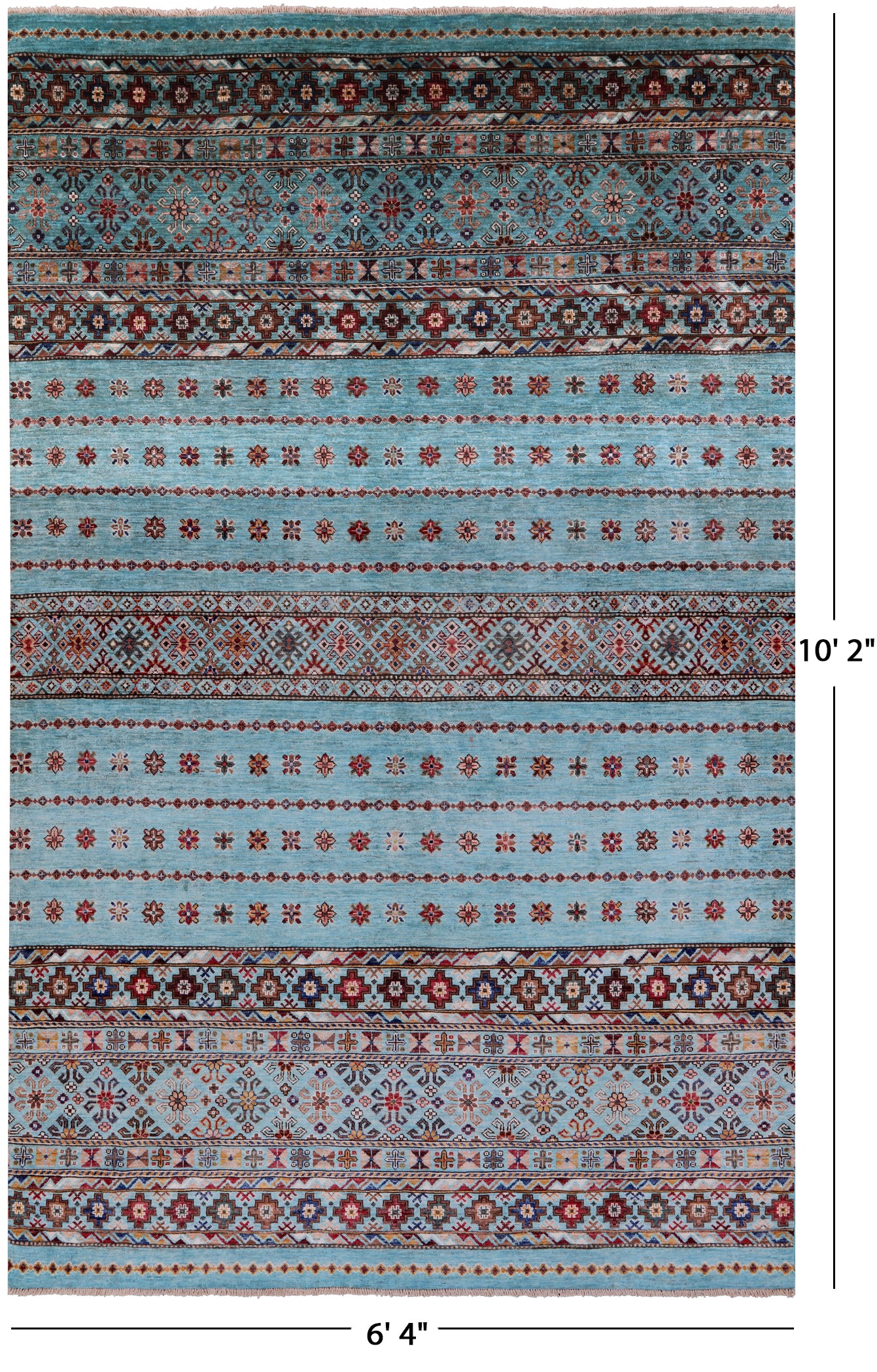 Blue Khorjin Persian Gabbeh Hand Knotted Wool Rug - 6' 4" X 10' 2" - Golden Nile