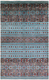 Blue Khorjin Persian Gabbeh Hand Knotted Wool Rug - 6' 4" X 10' 2" - Golden Nile