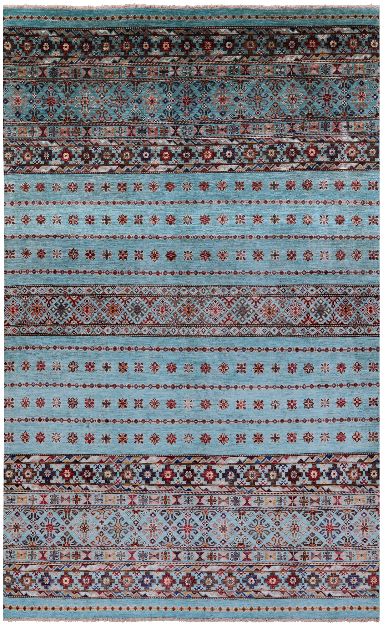Blue Khorjin Persian Gabbeh Hand Knotted Wool Rug - 6' 4" X 10' 2" - Golden Nile