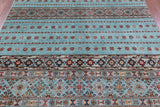 Blue Khorjin Persian Gabbeh Hand Knotted Wool Rug - 6' 4" X 10' 2" - Golden Nile