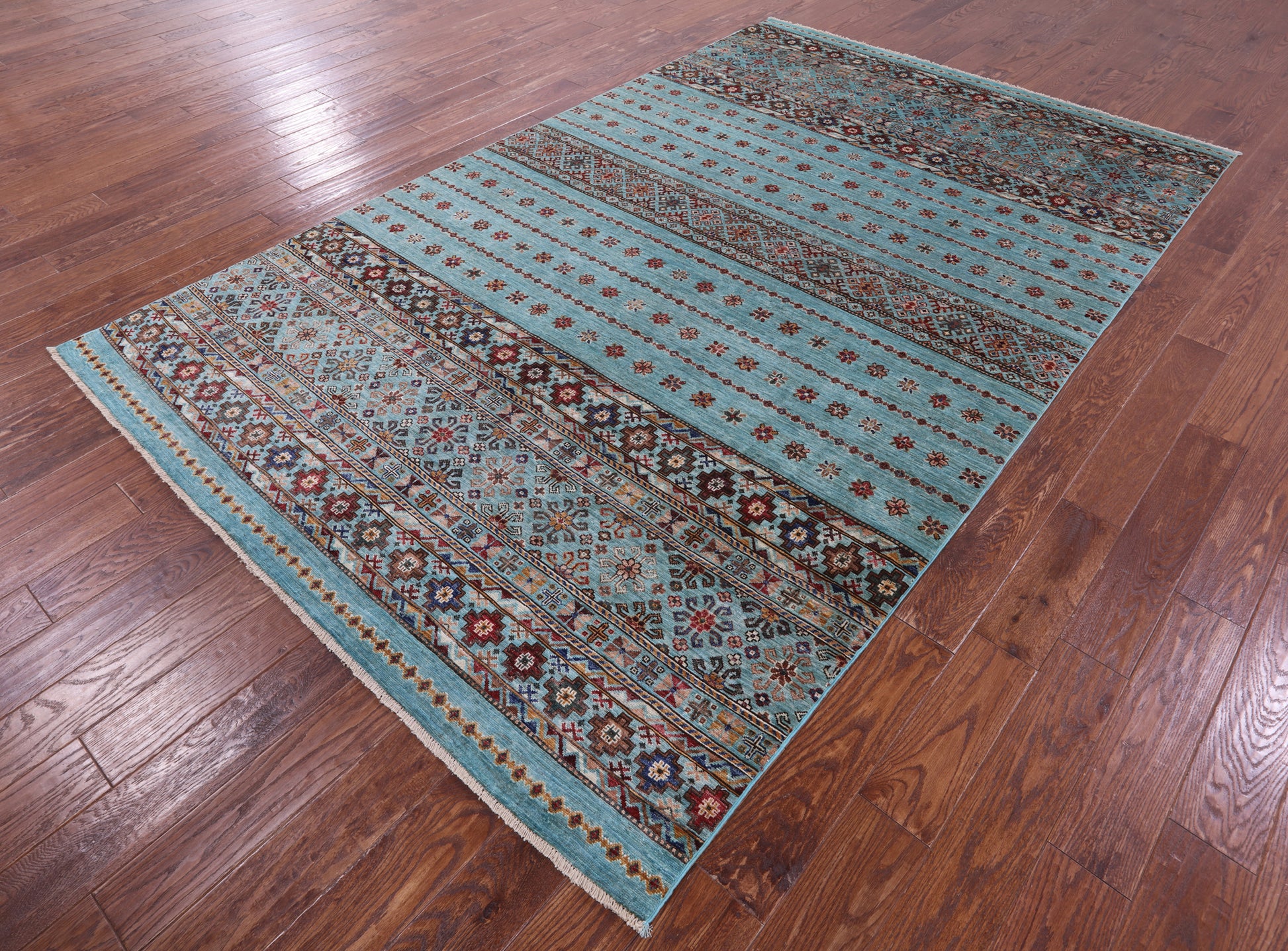 Blue Khorjin Persian Gabbeh Hand Knotted Wool Rug - 6' 4" X 10' 2" - Golden Nile