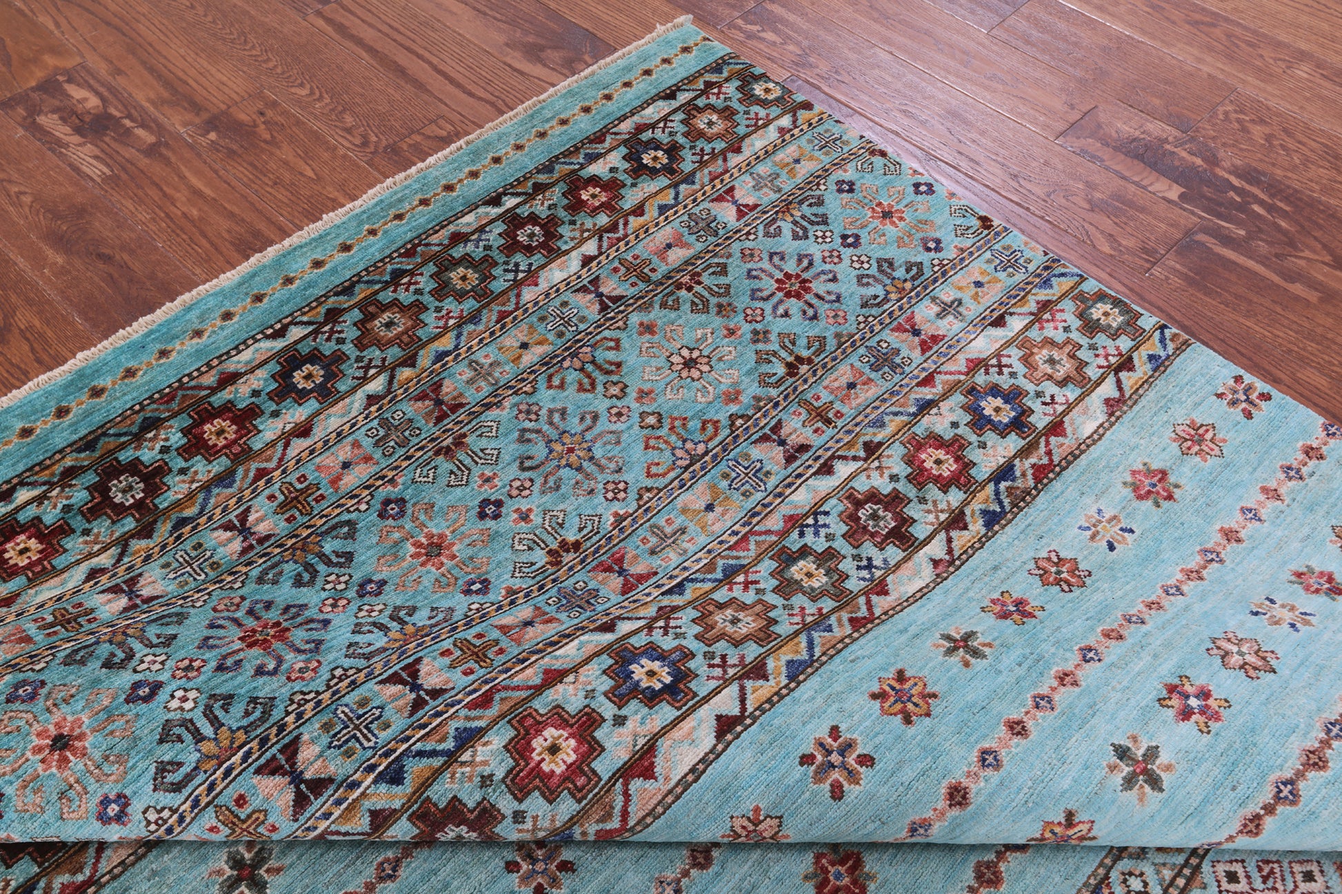 Blue Khorjin Persian Gabbeh Hand Knotted Wool Rug - 6' 4" X 10' 2" - Golden Nile