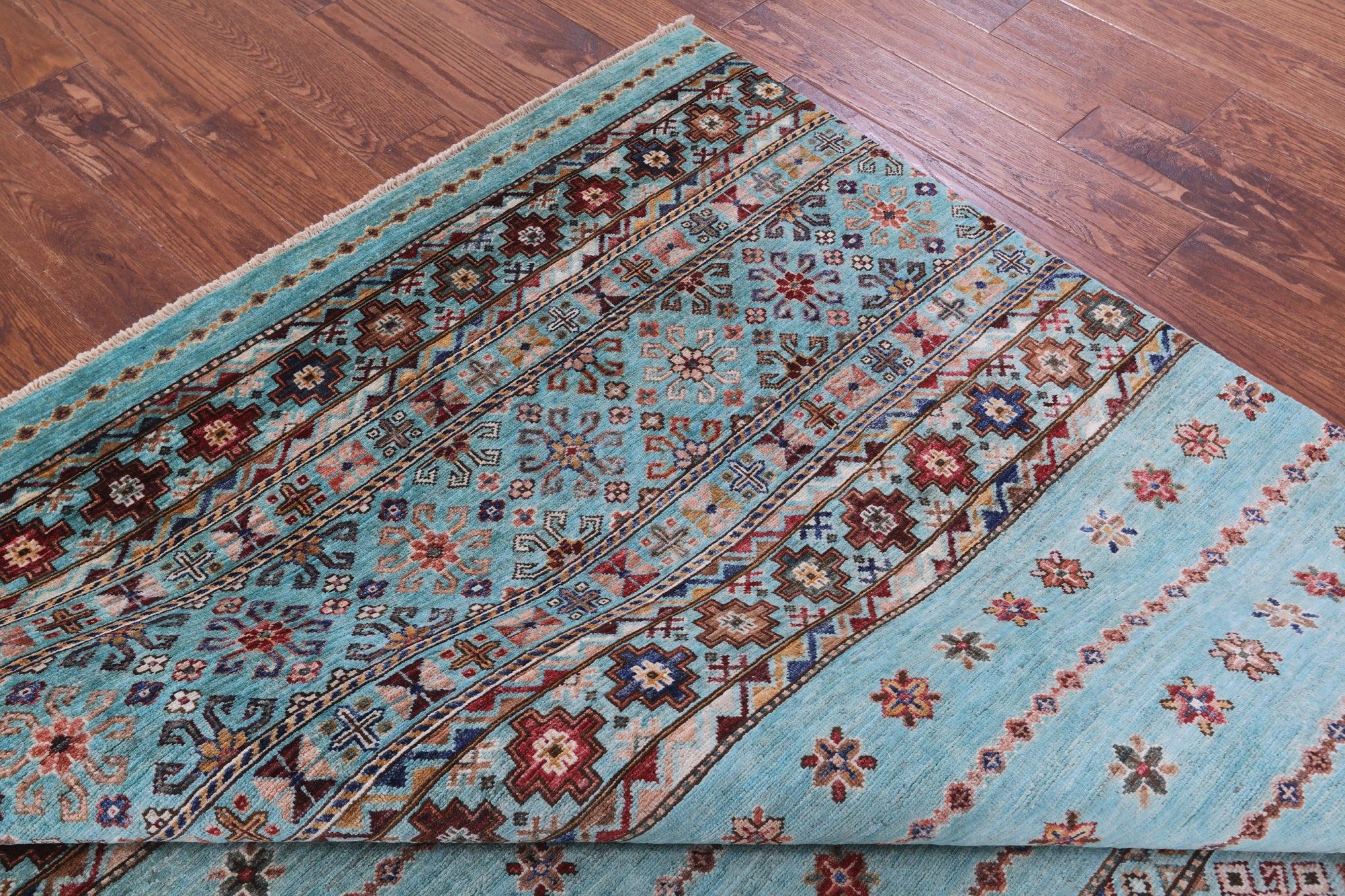 Blue Khorjin Persian Gabbeh Hand Knotted Wool Rug - 6' 4" X 10' 2" - Golden Nile