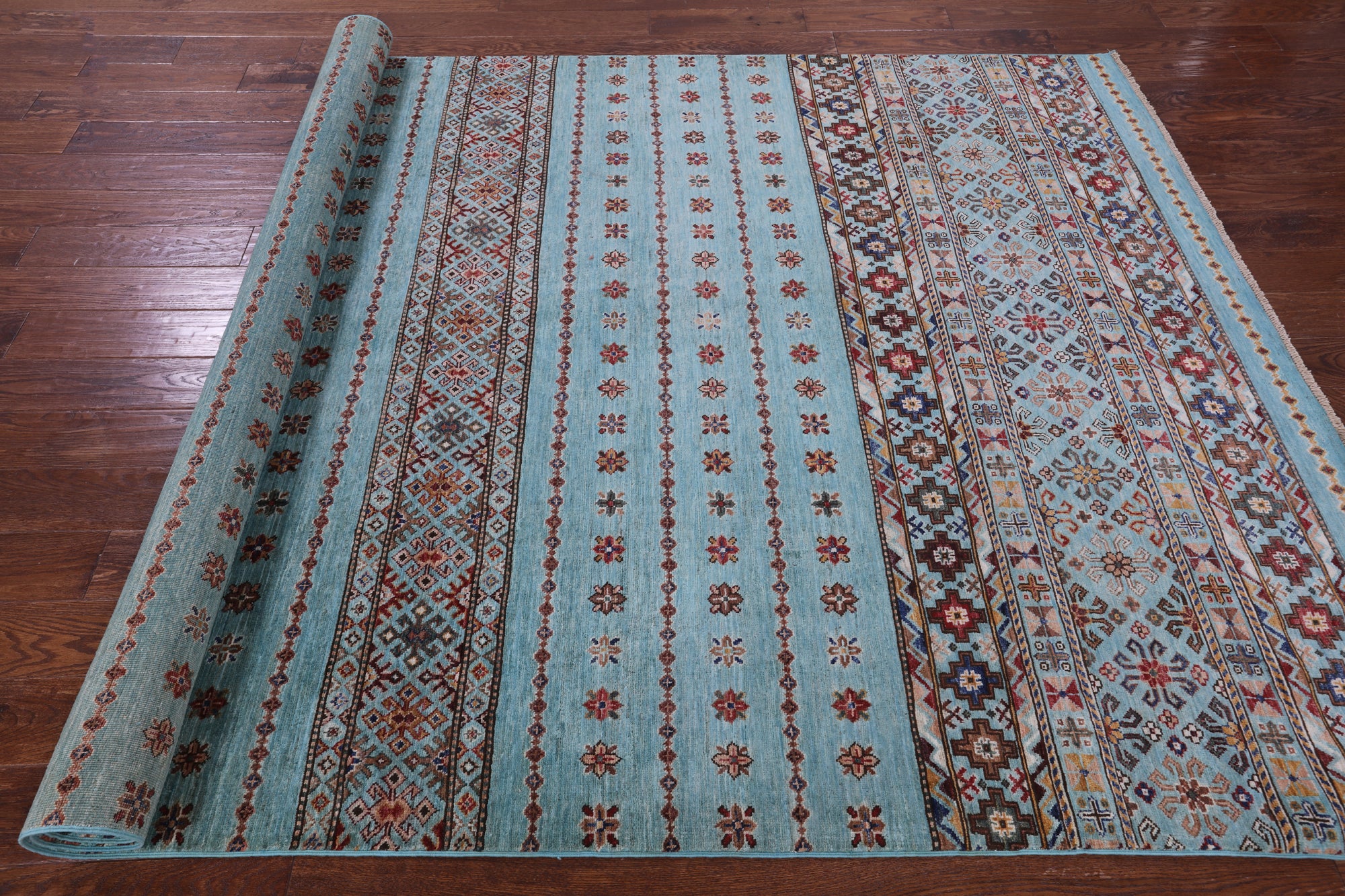 Blue Khorjin Persian Gabbeh Hand Knotted Wool Rug - 6' 4" X 10' 2" - Golden Nile