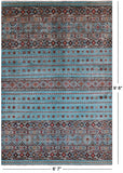Blue Khorjin Persian Gabbeh Hand Knotted Wool Rug - 6' 7" X 9' 6" - Golden Nile