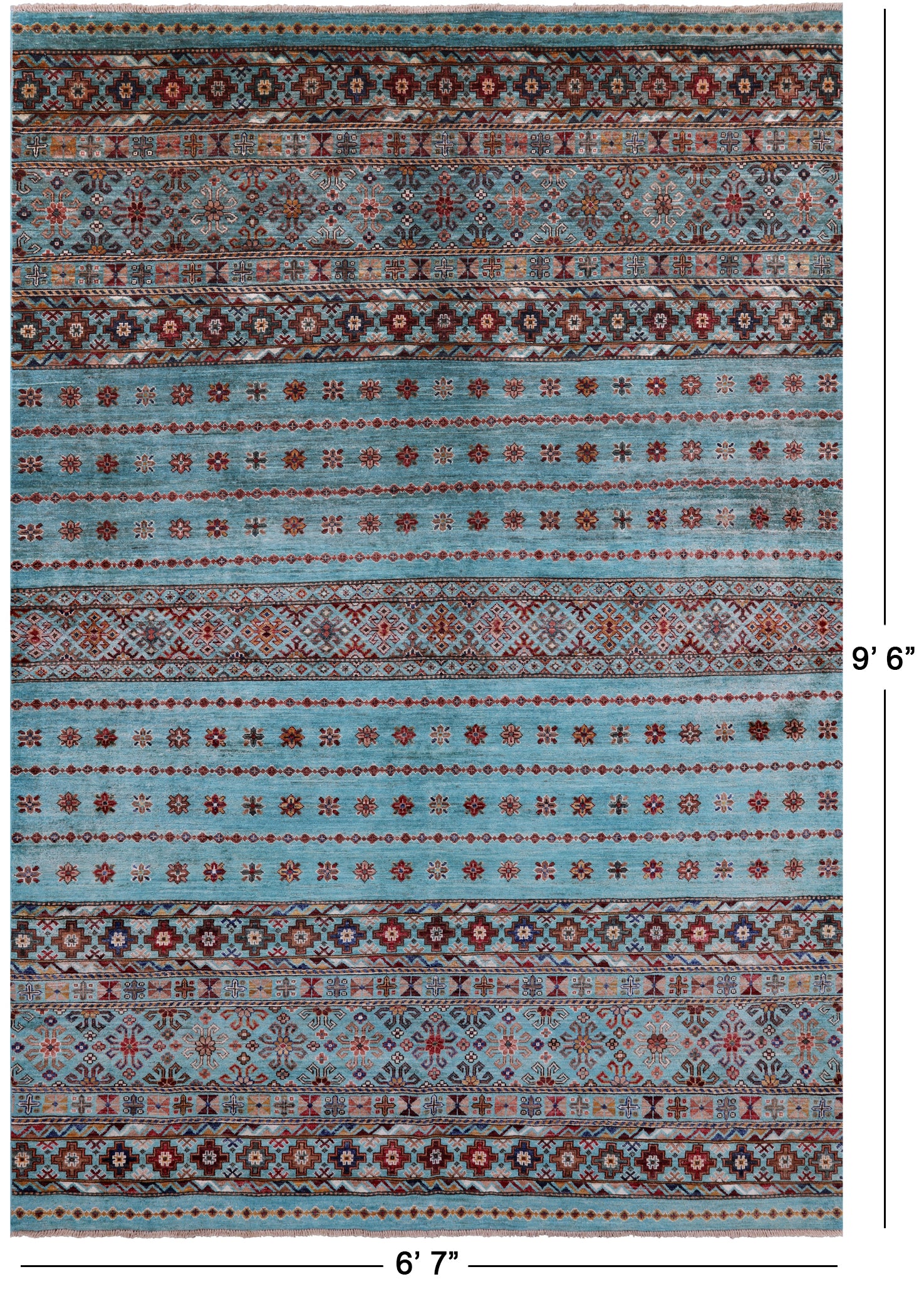 Blue Khorjin Persian Gabbeh Hand Knotted Wool Rug - 6' 7" X 9' 6" - Golden Nile