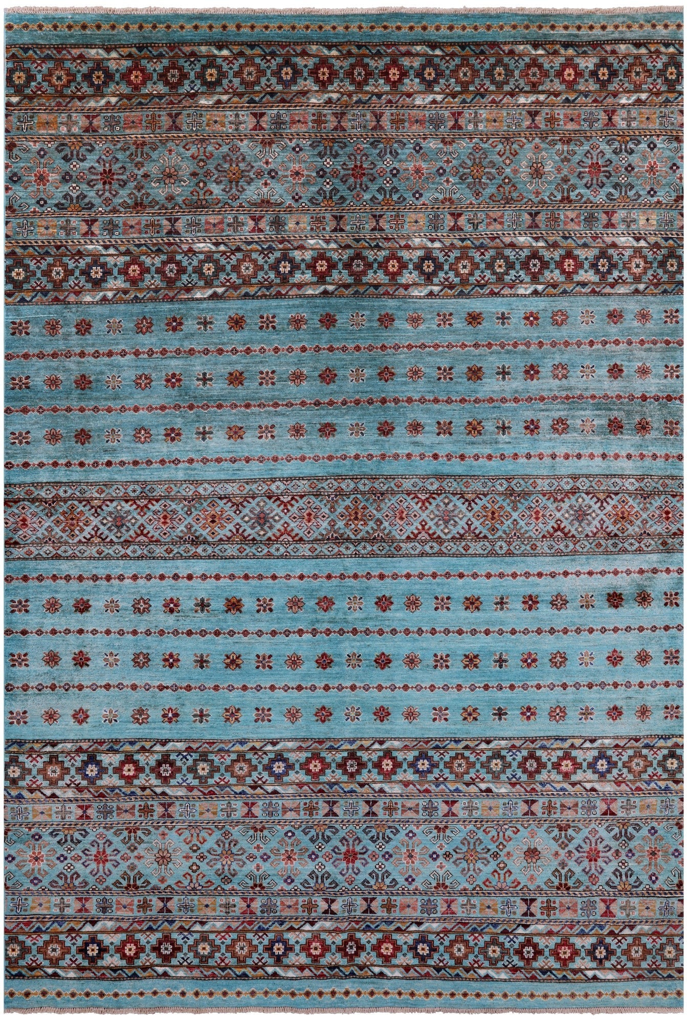Blue Khorjin Persian Gabbeh Hand Knotted Wool Rug - 6' 7" X 9' 6" - Golden Nile