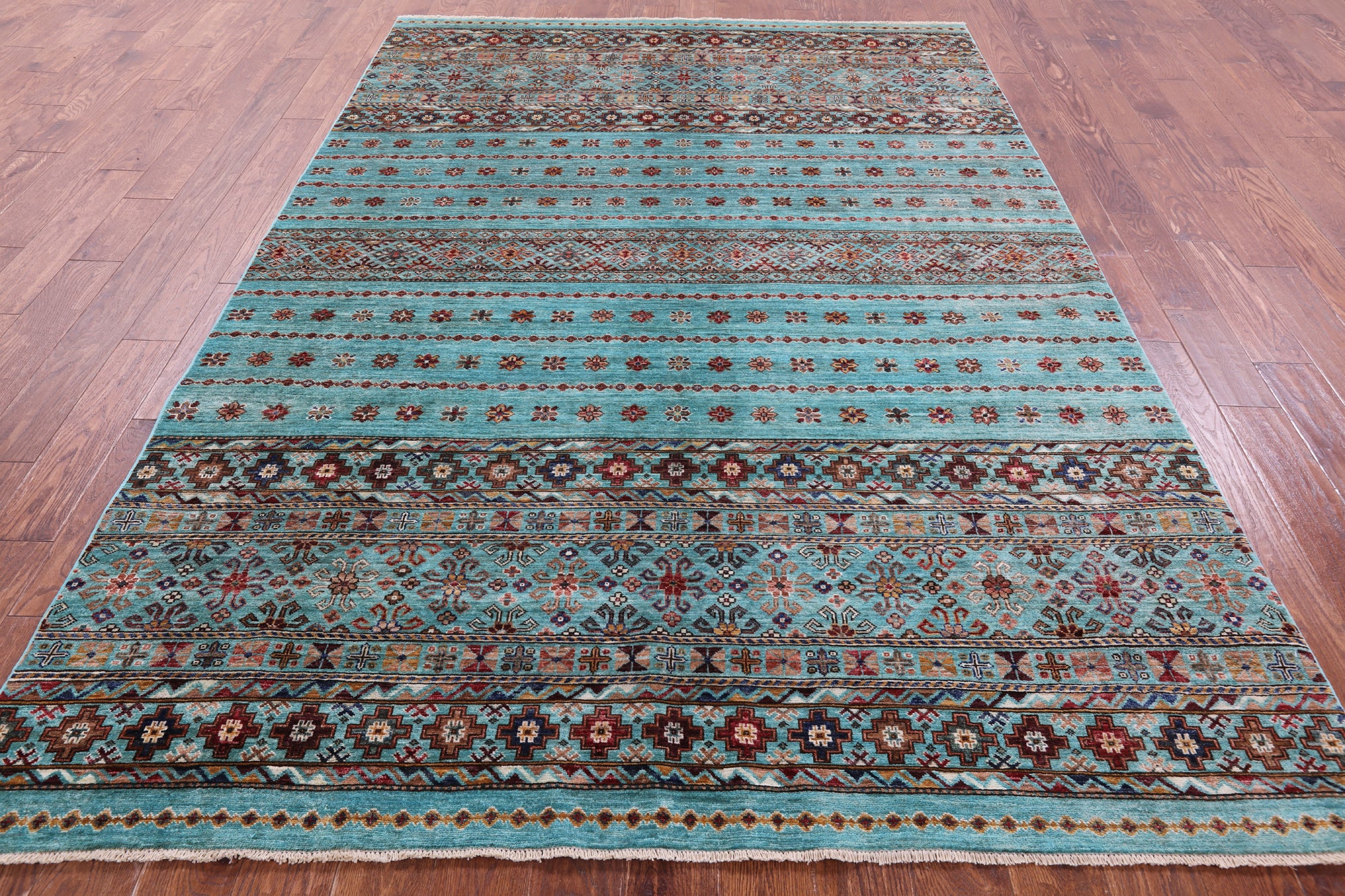 Blue Khorjin Persian Gabbeh Hand Knotted Wool Rug - 6' 7" X 9' 6" - Golden Nile