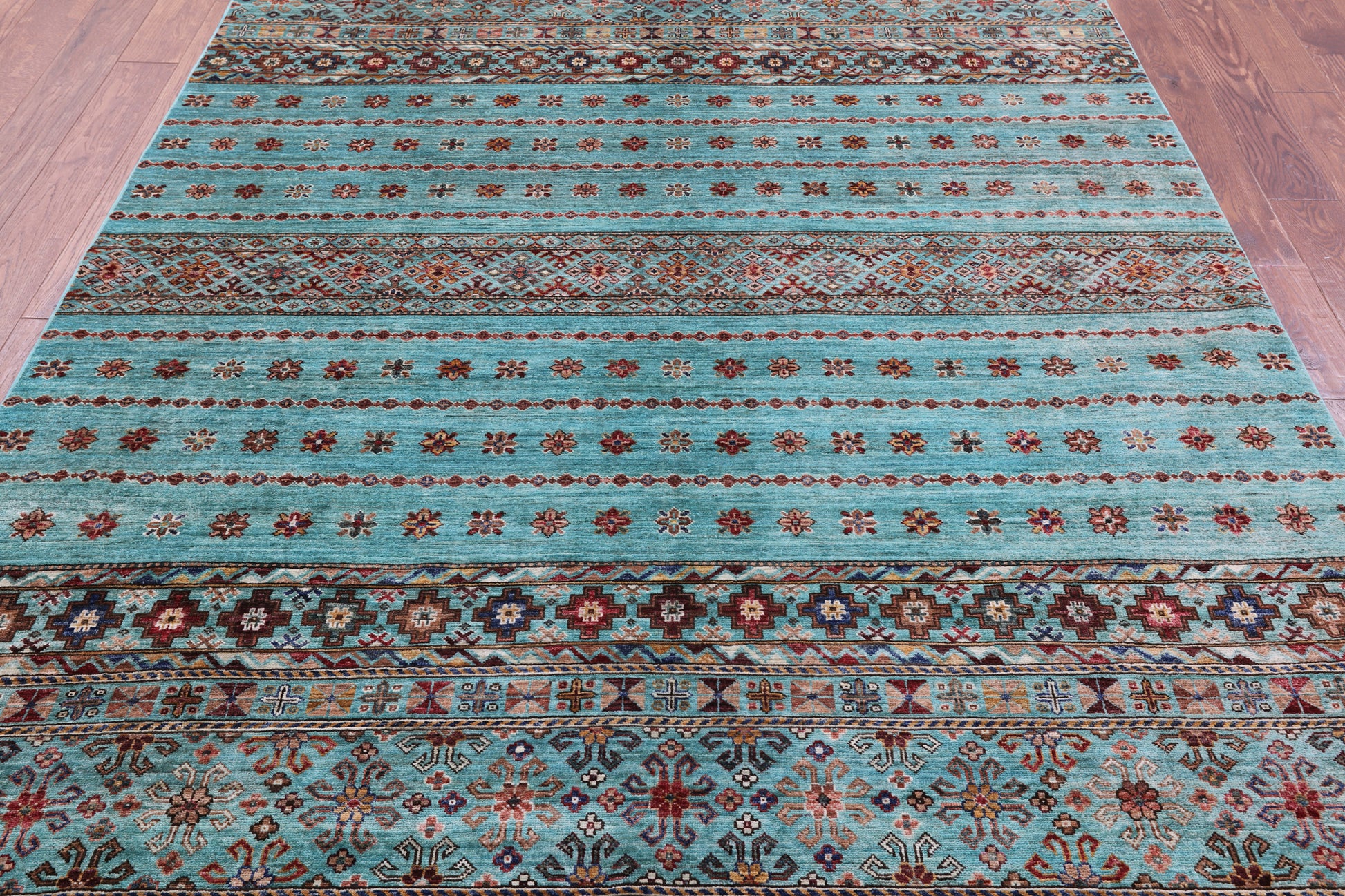 Blue Khorjin Persian Gabbeh Hand Knotted Wool Rug - 6' 7" X 9' 6" - Golden Nile