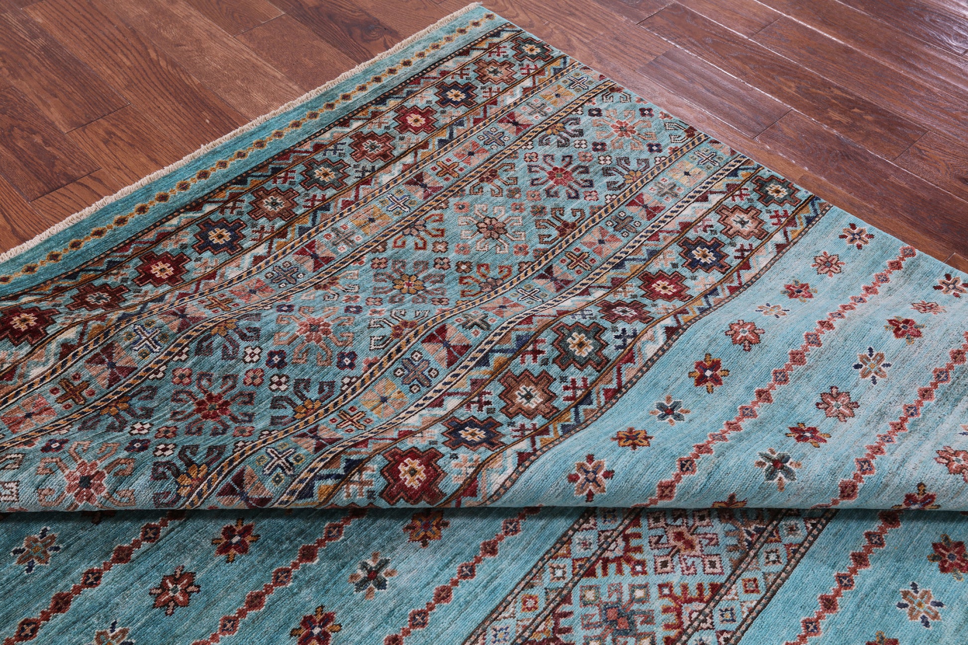 Blue Khorjin Persian Gabbeh Hand Knotted Wool Rug - 6' 7" X 9' 6" - Golden Nile
