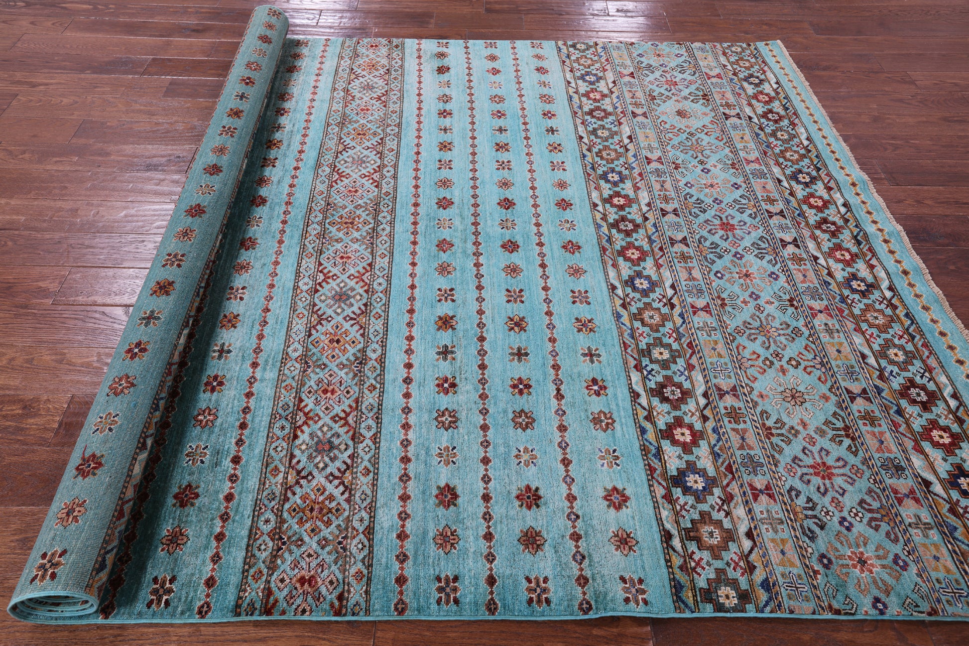 Blue Khorjin Persian Gabbeh Hand Knotted Wool Rug - 6' 7" X 9' 6" - Golden Nile
