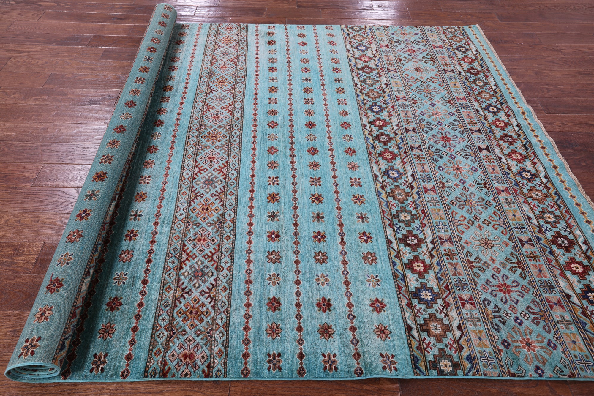 Blue Khorjin Persian Gabbeh Hand Knotted Wool Rug - 6' 7" X 9' 6" - Golden Nile
