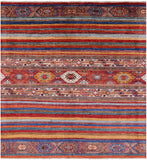 Square Khorjin Persian Gabbeh Hand Knotted Wool Rug - 6' 6" X 6' 10" - Golden Nile