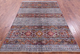 Grey Khorjin Persian Gabbeh Hand Knotted Wool Rug - 5' 7" X 8' 4" - Golden Nile