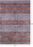 Grey Khorjin Persian Gabbeh Hand Knotted Wool Rug - 5' 7" X 8' 4" - Golden Nile