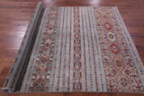 Grey Khorjin Persian Gabbeh Handmade Wool Rug - 5' 6" X 7' 11" - Golden Nile