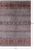 Grey Khorjin Persian Gabbeh Handmade Wool Rug - 5' 6" X 7' 11" - Golden Nile