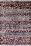 Grey Khorjin Persian Gabbeh Handmade Wool Rug - 5' 6" X 7' 11" - Golden Nile