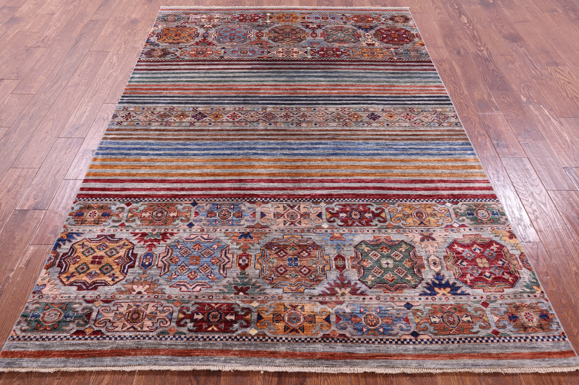 Khorjin Persian Gabbeh Hand Knotted Wool Rug - 5' 8" X 8' 4" - Golden Nile
