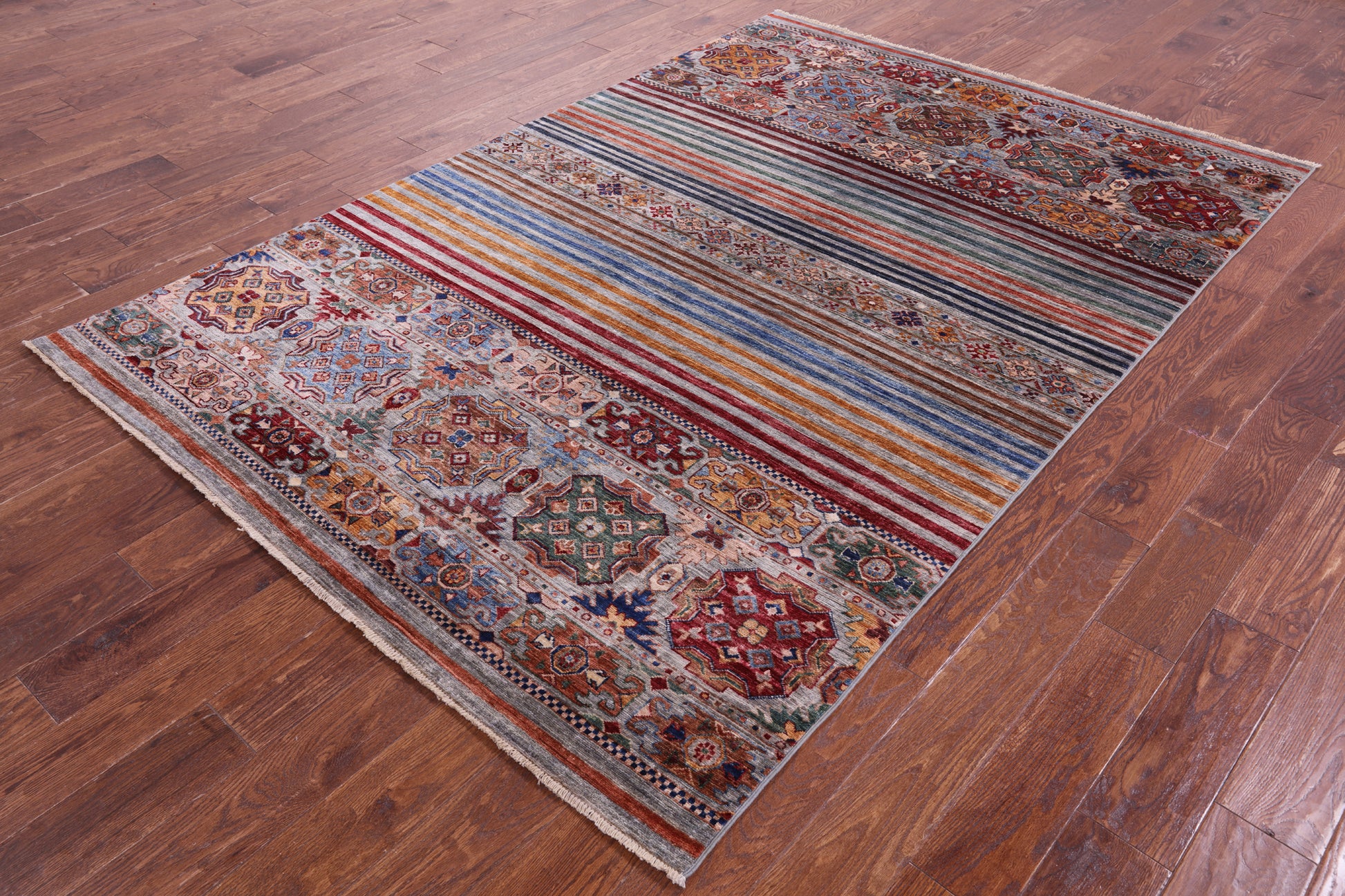 Khorjin Persian Gabbeh Hand Knotted Wool Rug - 5' 8" X 8' 4" - Golden Nile