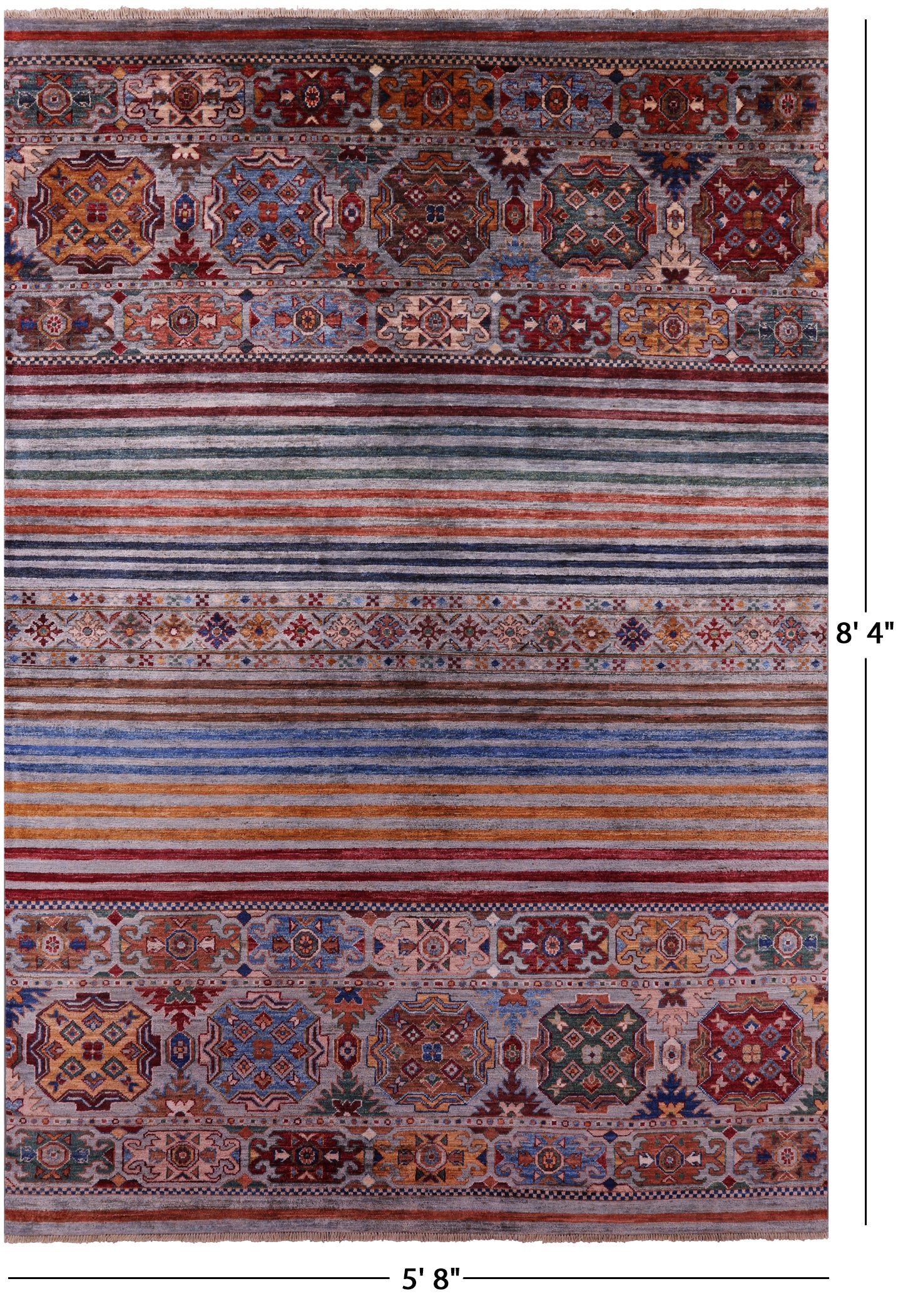 Khorjin Persian Gabbeh Hand Knotted Wool Rug - 5' 8" X 8' 4" - Golden Nile