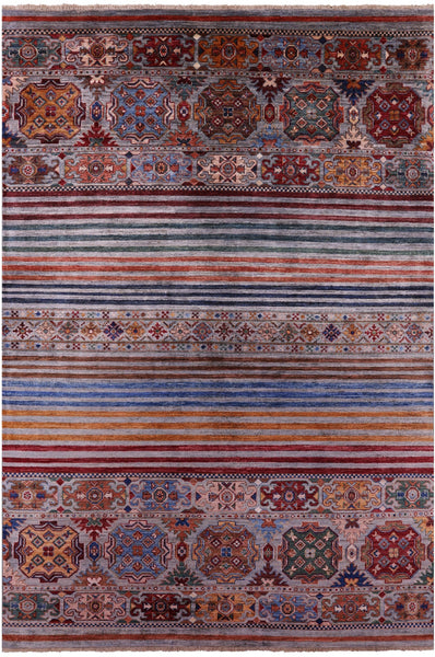 Khorjin Persian Gabbeh Hand Knotted Wool Rug - 5' 8" X 8' 4" - Golden Nile