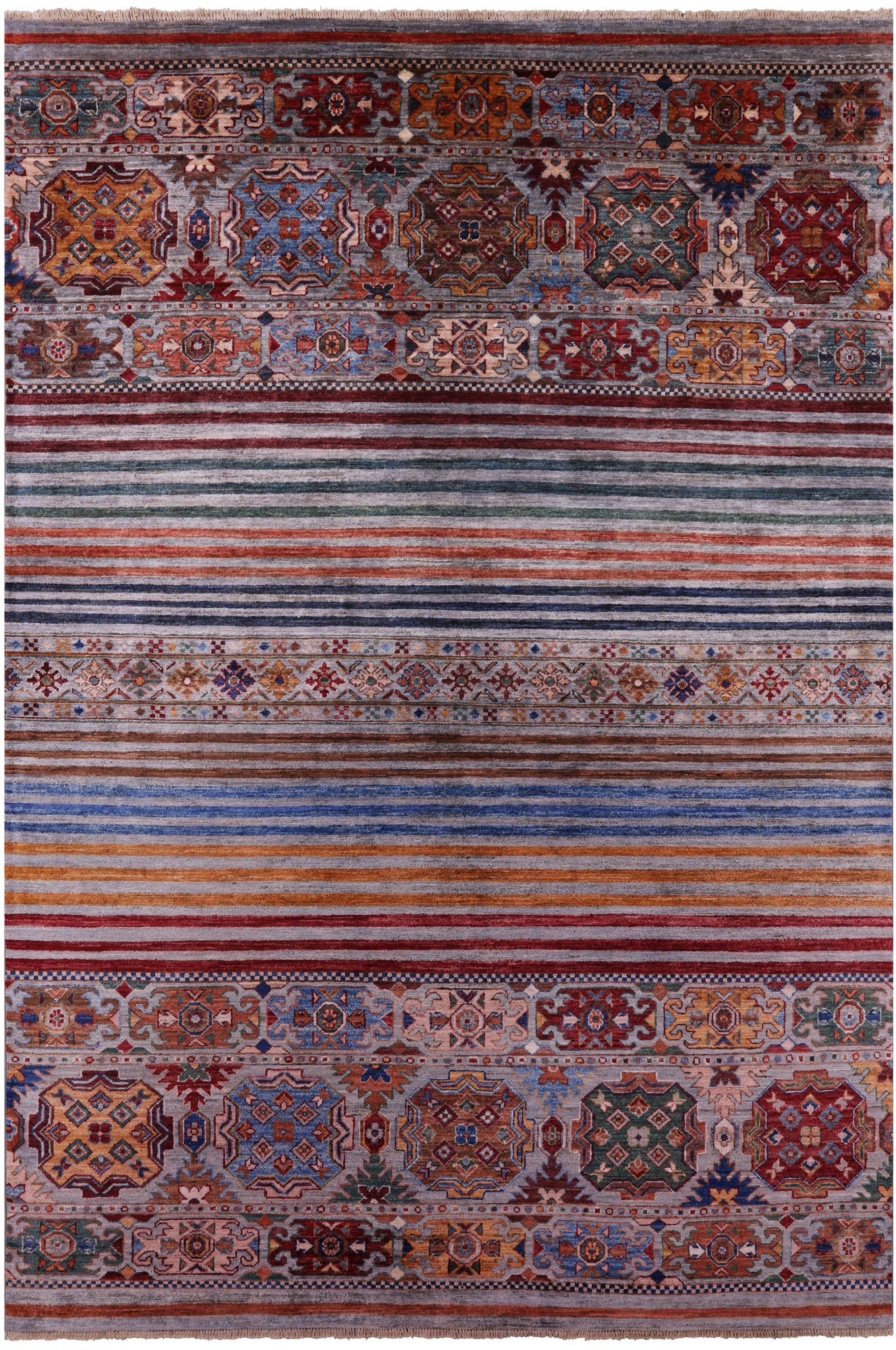 Khorjin Persian Gabbeh Hand Knotted Wool Rug - 5' 8" X 8' 4" - Golden Nile