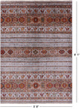 Grey Tribal Persian Gabbeh Hand Knotted Wool Rug - 5' 8" X 8' 1" - Golden Nile
