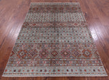 Grey Khorjin Persian Gabbeh Hand Knotted Wool Rug - 5' 5" X 7' 7" - Golden Nile