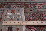 Grey Khorjin Persian Gabbeh Hand Knotted Wool Rug - 5' 5" X 7' 7" - Golden Nile