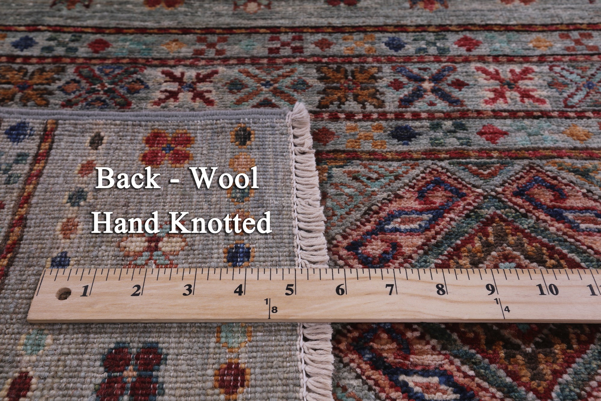 Grey Khorjin Persian Gabbeh Hand Knotted Wool Rug - 5' 5" X 7' 7" - Golden Nile