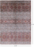 Grey Khorjin Persian Gabbeh Hand Knotted Wool Rug - 5' 5" X 7' 7" - Golden Nile