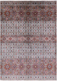 Grey Khorjin Persian Gabbeh Hand Knotted Wool Rug - 5' 5" X 7' 7" - Golden Nile