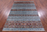 Blue Khorjin Persian Gabbeh Hand Knotted Wool Rug - 5' 5" X 7' 8" - Golden Nile