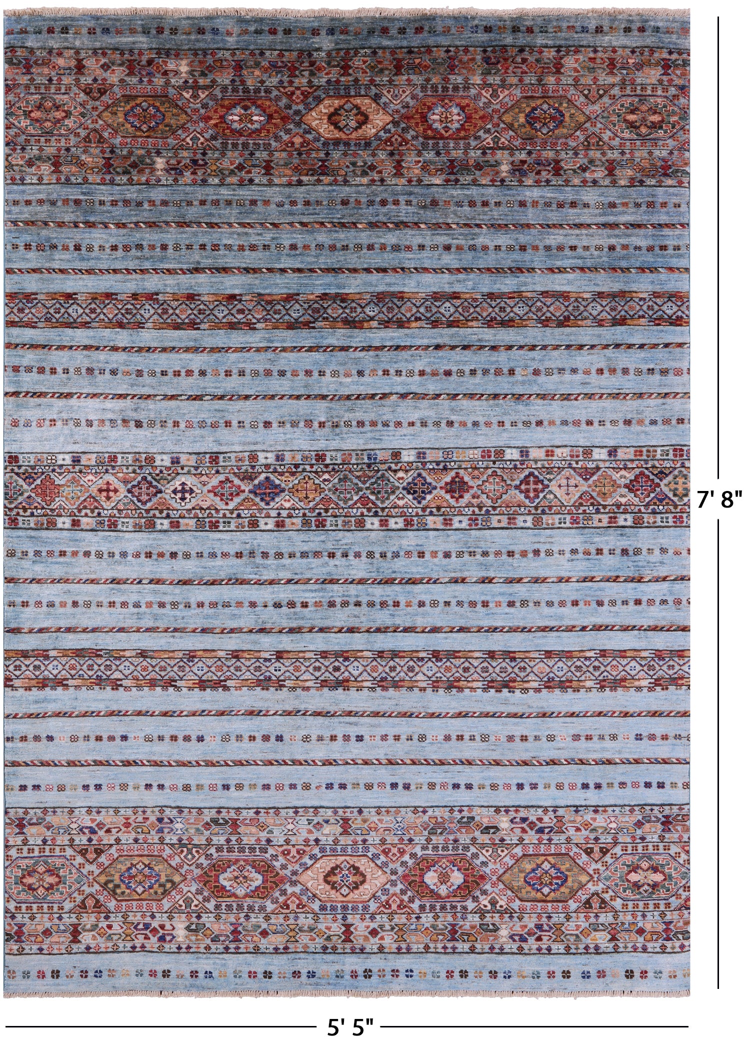 Blue Khorjin Persian Gabbeh Hand Knotted Wool Rug - 5' 5" X 7' 8" - Golden Nile
